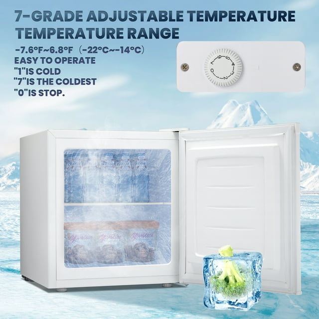 LHRIVER Upright Freezer, Energy Saving 1.1 Cu.ft Single Door Compact Upright Freezer with Reversible Door(White)
