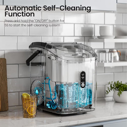 Havato Nugget Ice Maker, Extruded Ice & Chewed Ice, 34Lbs /24H, Self-Cleaning, Kitchen/Office/Party, Black