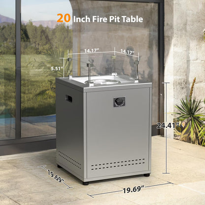 LHRIVER 22in Square Outdoor Fire Pit -Propane Metal Stove with Lava Rocks , 40000 BTU Heat Output, for Picnics/Bonfires/Patio Gardens