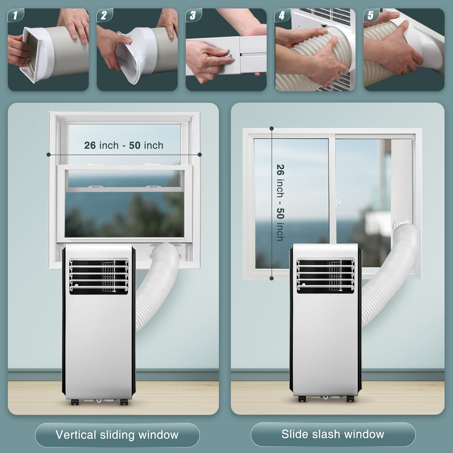 Havato 5000 BTU(8000 BTU ASHRAE) Multifunctional Portable Air Conditioner, Integrating Dehumidification, Fan and Refrigeration, 24-Hour Timer, White