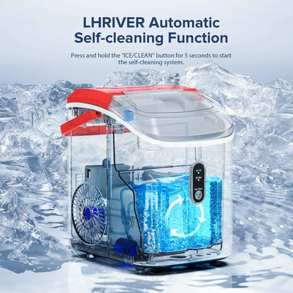 LHRIVER Nugget Ice Maker Countertop, 33lbs/24H with Self-Cleaning Function, Portable Sonic Ice Machine for Home/Office/Party-Red