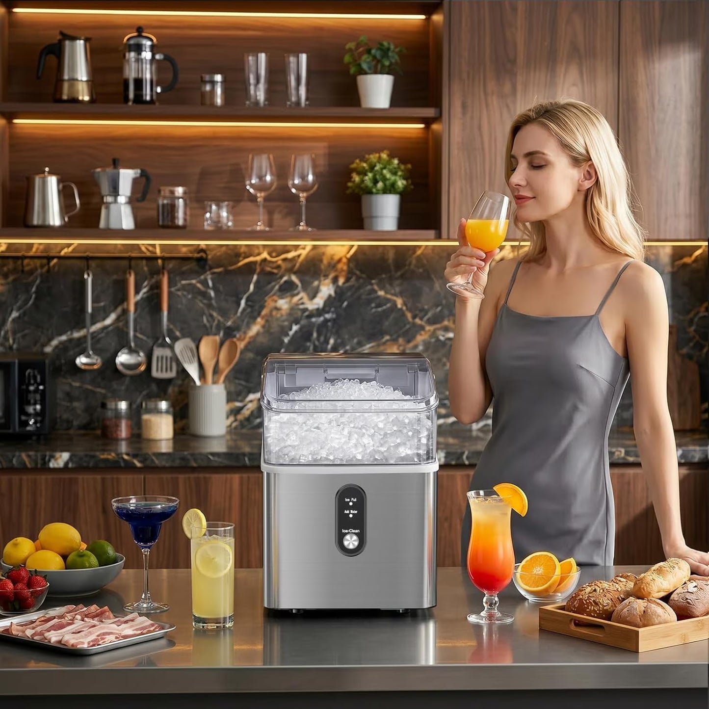 Havato Nugget Ice Maker , 35lbs/24HSoft Chewable Sonic Ice Machine, Self-Cleaning, Quiet Operation, Compact Ice Maker