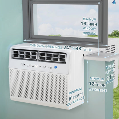Havato Window Air Conditioners 8,100 BTU (12,000 BTU ASHARE), 6-In-1 Window AC Units, Remote Control, Window Room Air Conditioner up to 550 sq ft, White