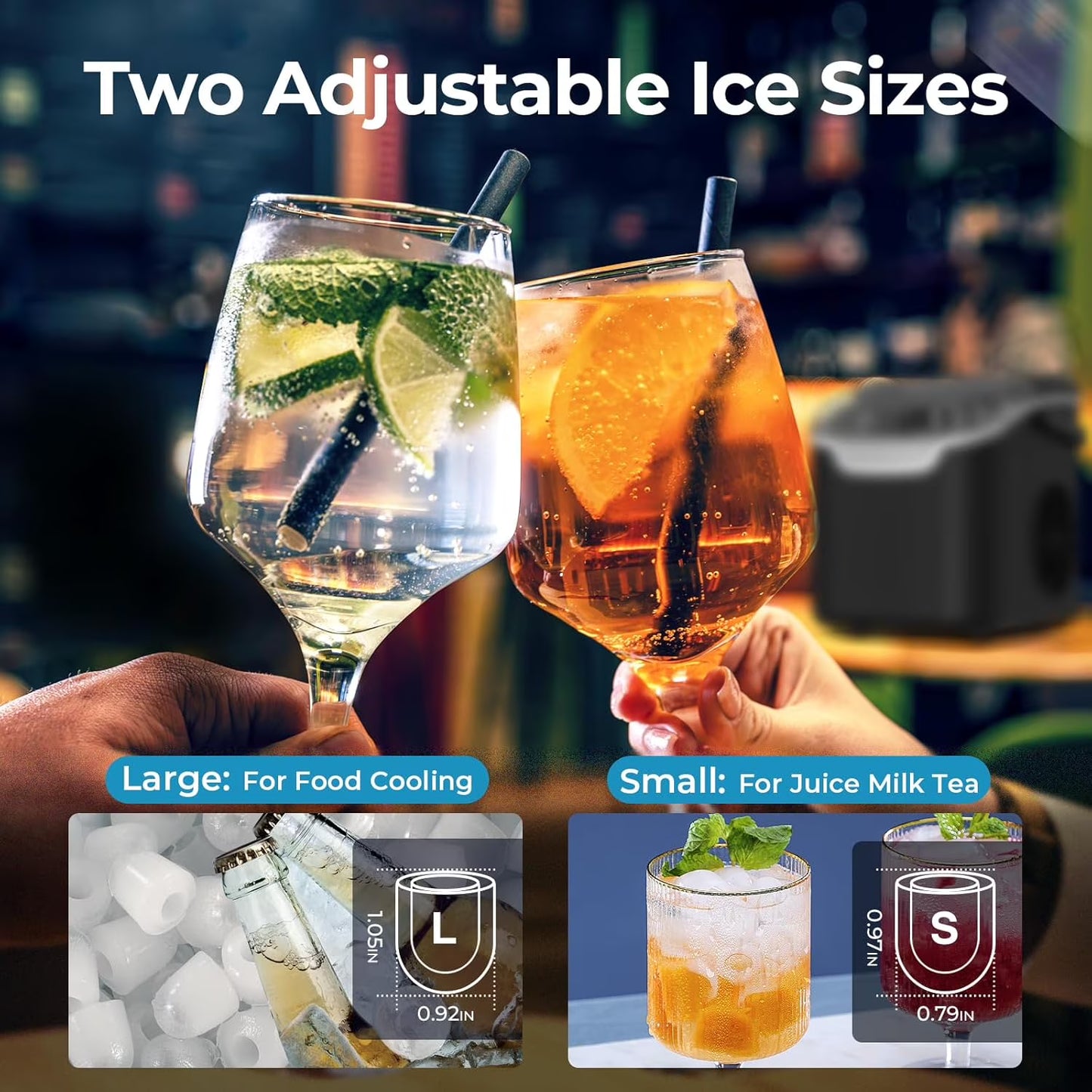 Havato Countertop Ice Maker, 8 Bullet Ice Cubes in 6 Mins, 26lbs/24H, w/ Scoop & Basket, White