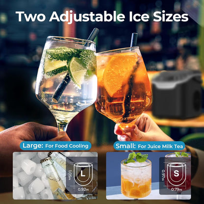 Havato Countertop Ice Maker, 8 Bullet Ice Cubes in 6 Mins, 26lbs/24H, w/ Scoop & Basket, White