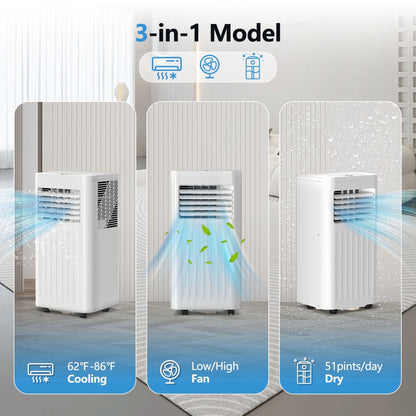 Havato 5000BTU (8000BTU ASHRAE) Portable Air Conditioner with Dehumidifier/Fan/Cooler, Cooling 300 Sq.ft, Remote Control, White