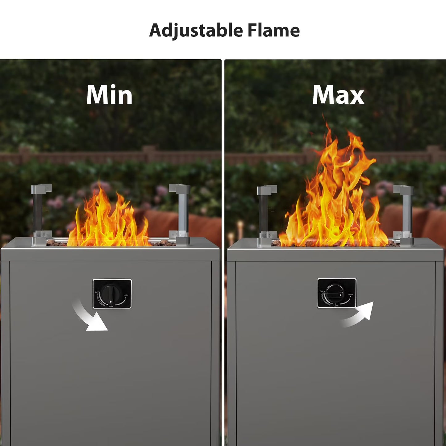 LHRIVER 22in Square Outdoor Fire Pit -Propane Metal Stove with Lava Rocks , 40000 BTU Heat Output, for Picnics/Bonfires/Patio Gardens