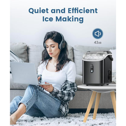 Havato Nugget Ice Maker, Extruded Ice & Chewed Ice, 34Lbs /24H, Self-Cleaning, Kitchen/Office/Party, Black