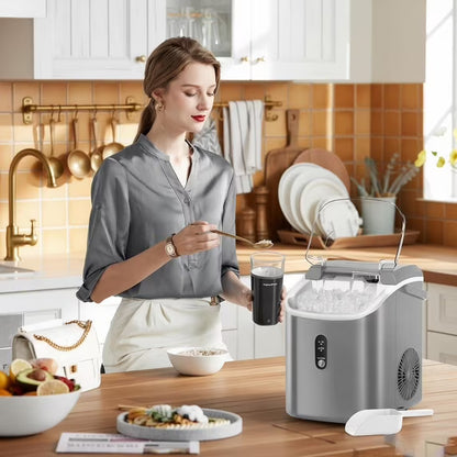 Havato Nugget Ice Maker, Extruded Ice & Chewed Ice, 34Lbs /24H, Self-Cleaning, Kitchen/Office/Party, Grey