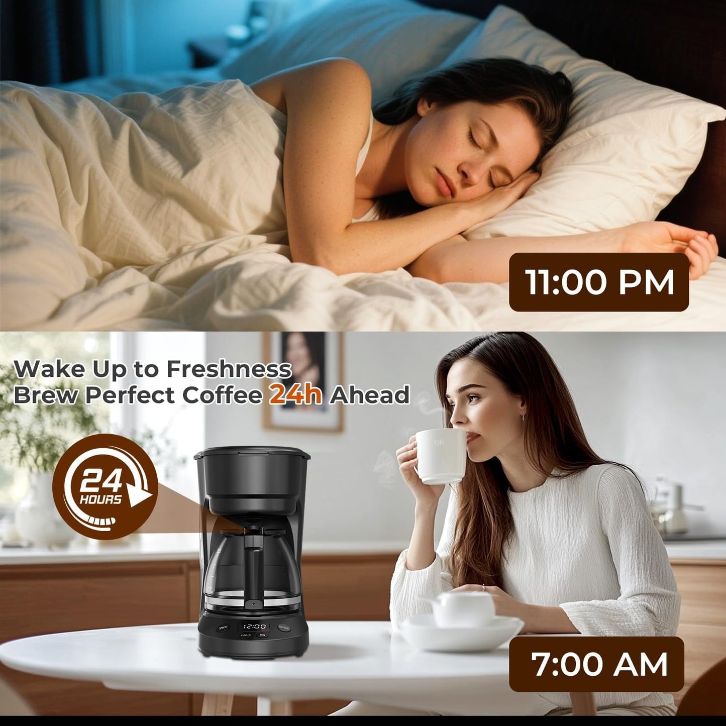 Havato Programmable Coffee Maker with 5-Cup（PROG），Auto-Brew Timer, Keep Warm Function