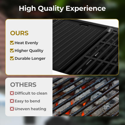 LHRIVER Stainless Steel 4-Burner Gas Grill with Side Burner, 42000BTU Barbecue Propane Grill for Outdoor Patio