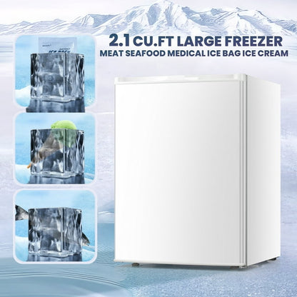 LHRIVER Upright Freezer, Energy Saving 2.1 Cu.ft Single Door Compact Upright Freezer with Reversible Door(White)