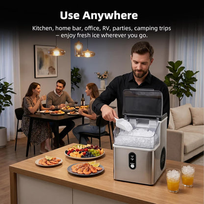 Havato Nugget Ice Maker , 35lbs/24HSoft Chewable Sonic Ice Machine, Self-Cleaning, Quiet Operation, Compact Ice Maker
