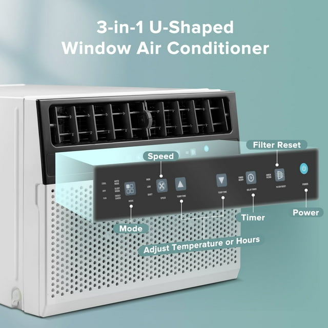 Havato 8100 BTU (12000BTU ASHERE) Window Air Conditioner , Cools 550 sq.ft w/ Wi-Fi & Remote, White