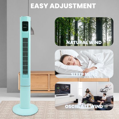 LHRIVER Tower Fan With Remote Control, Bladeless Standing Fan with 3 Modes, LED Display, Built-in Timer, 47 inch, Home/Office