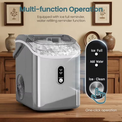 Havato Nugget Ice Maker, Extruded Ice & Chewed Ice, 34Lbs /24H, Self-Cleaning, Kitchen/Office/Party, Grey