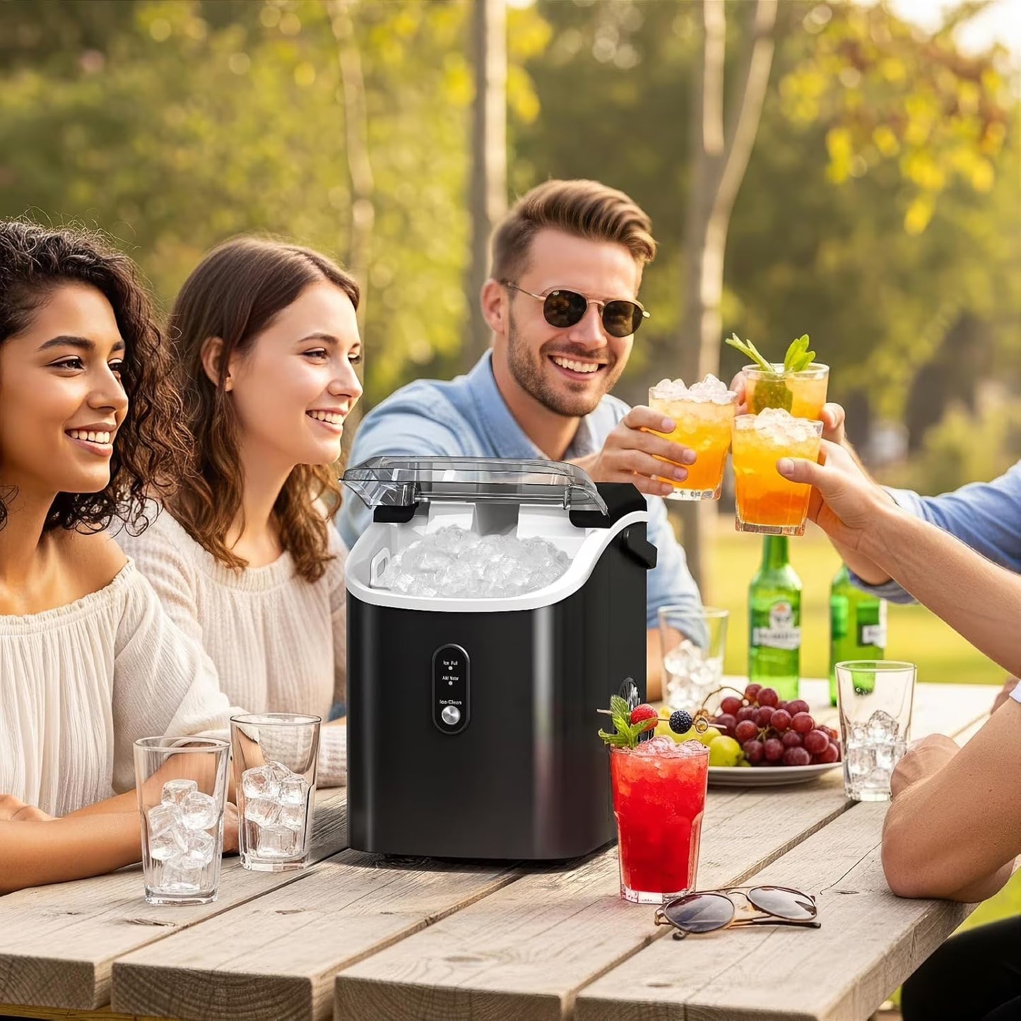 Havato Nugget Ice Maker, Extruded Ice & Chewed Ice, 34Lbs /24H, Self-Cleaning, Kitchen/Office/Party, Black