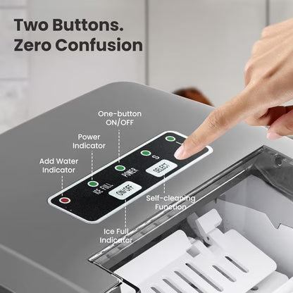 Havato Countertop Ice Maker, 9 Bullet Ice Cubes in 6 Mins, 26lbs/24H, w/ Scoop & Basket, Platinum Grey