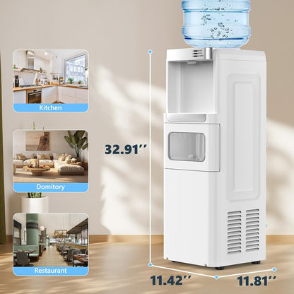 Havato 3 in 1 Water Dispenser with Ice Maker 33lbs 9 ice cubes in 6 minutes Top Loading for 5 Gallon, Child Lock