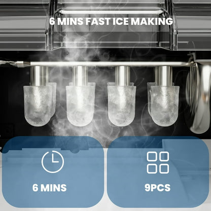 Havato Countertop Ice Maker, 9 Bullet Ice Cubes in 6 Mins, 26lbs/24H, w/ Scoop & Basket, Green