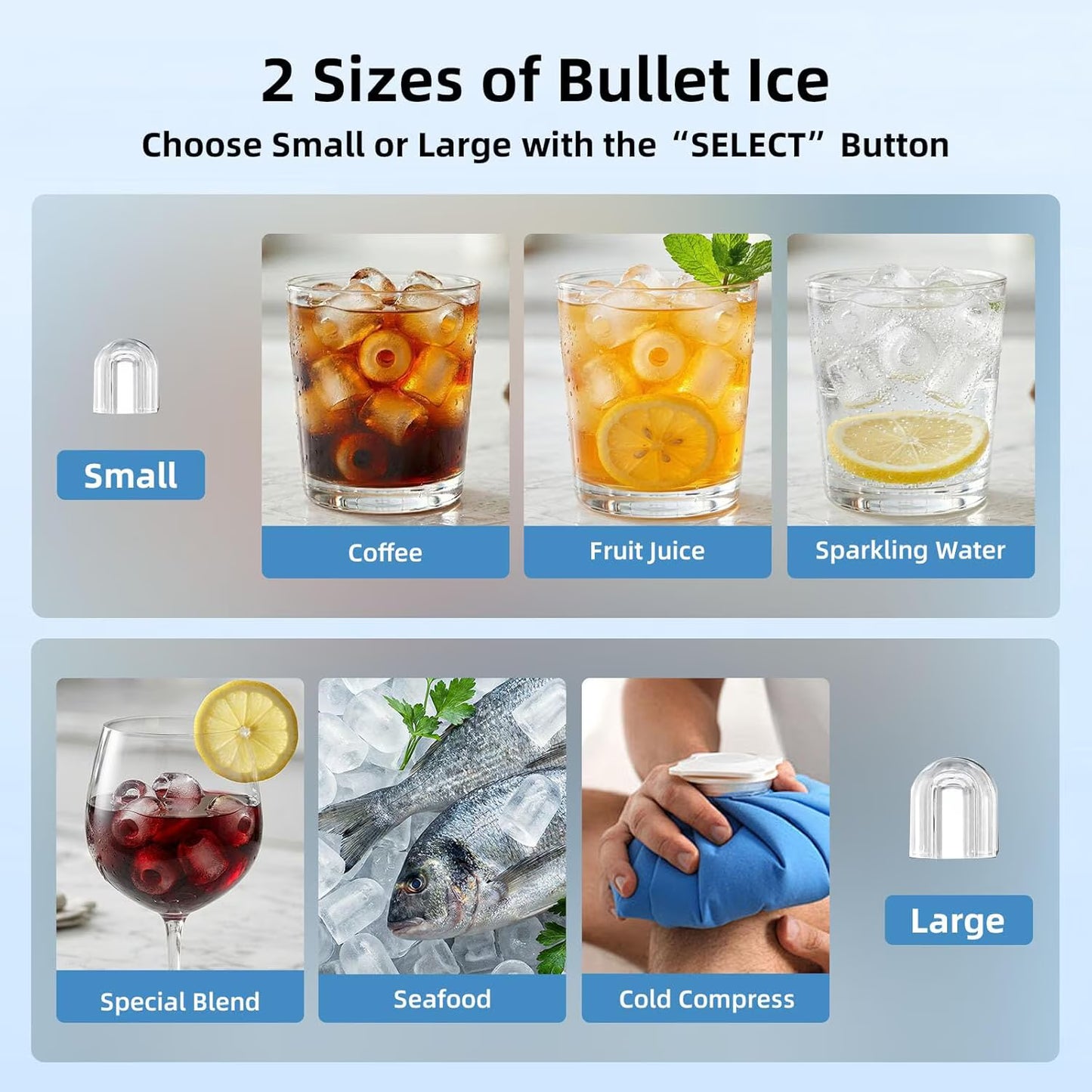 Havato Countertop Ice Makers , 8 Cubes in 6 Mins, 26 lbs/24H,Portable Ice Machine with External 1.2L Large Water Tank, Self-Cleaning Quiet Compact,Steel