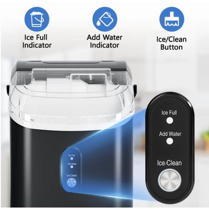 Havato Nugget Ice Maker, Extruded Ice & Chewed Ice, 34Lbs /24H, Self-Cleaning, Kitchen/Office/Party, Black