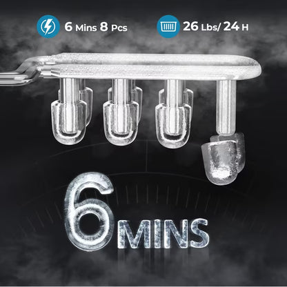 Havato Countertop Ice Maker, 8 Bullet Ice Cubes in 6 Mins, 26lbs/24H, w/ Scoop & Basket, White