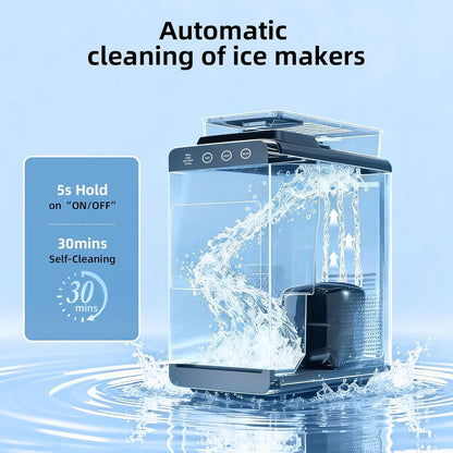 Havato Countertop Ice Makers , 8 Cubes in 6 Mins, 26 lbs/24H,Portable Ice Machine with External 1.2L Large Water Tank, Self-Cleaning Quiet Compact,Steel