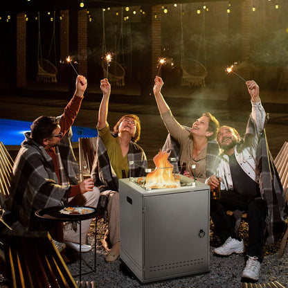 LHRIVER 22in Square Outdoor Fire Pit -Propane Metal Stove with Lava Rocks , 40000 BTU Heat Output, for Picnics/Bonfires/Patio Gardens