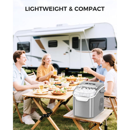 Havato Ice Makers Countertop with Handle, 26.5 Lbs / 24 H, 8 Cubes in 6 Mins, Portable Machine with Self-Cleaning, Perfect for Home Kitchen (Grey)