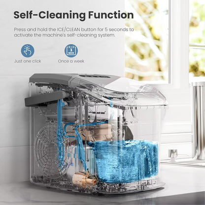Havato Countertop Ice Maker, 9 Bullet Ice Cubes in 6 Mins, 26lbs/24H, w/ Scoop & Basket, Platinum Grey