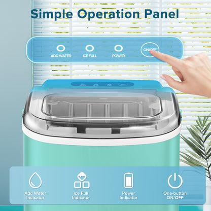 Havato Countertop Ice Maker, 9 Bullet Ice Cubes in 6 Mins, 26lbs/24H, w/ Scoop & Basket, Light Green
