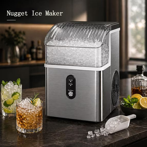 Havato Nugget Ice Maker Countertop, 35lbs/24H, Chewable Nugget Ice Machine with Self-Cleaning Function for Home/Office/Parties