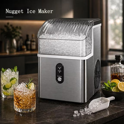 Havato Nugget Ice Maker Countertop, 35lbs/24H, Chewable Nugget Ice Machine with Self-Cleaning Function for Home/Office/Parties