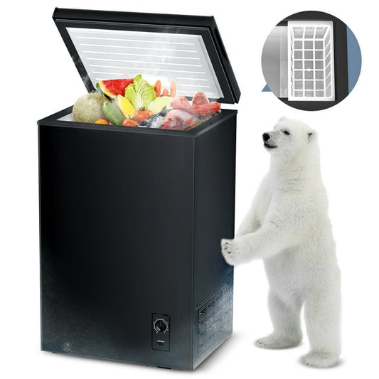 Havato 2.7 Cubic Feet Chest Freezer Free Standing Top Open Door Compact Freezer with Adjustable Temperature-Black