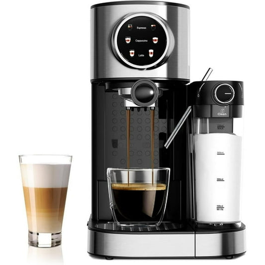 Havato 20 Bar Pressure Espresso Machine with 1.7L Removable Water Tank, Coffee Maker,Automatic Milk Frother.Touch Screen,Stainless Steel,3 types of coffee