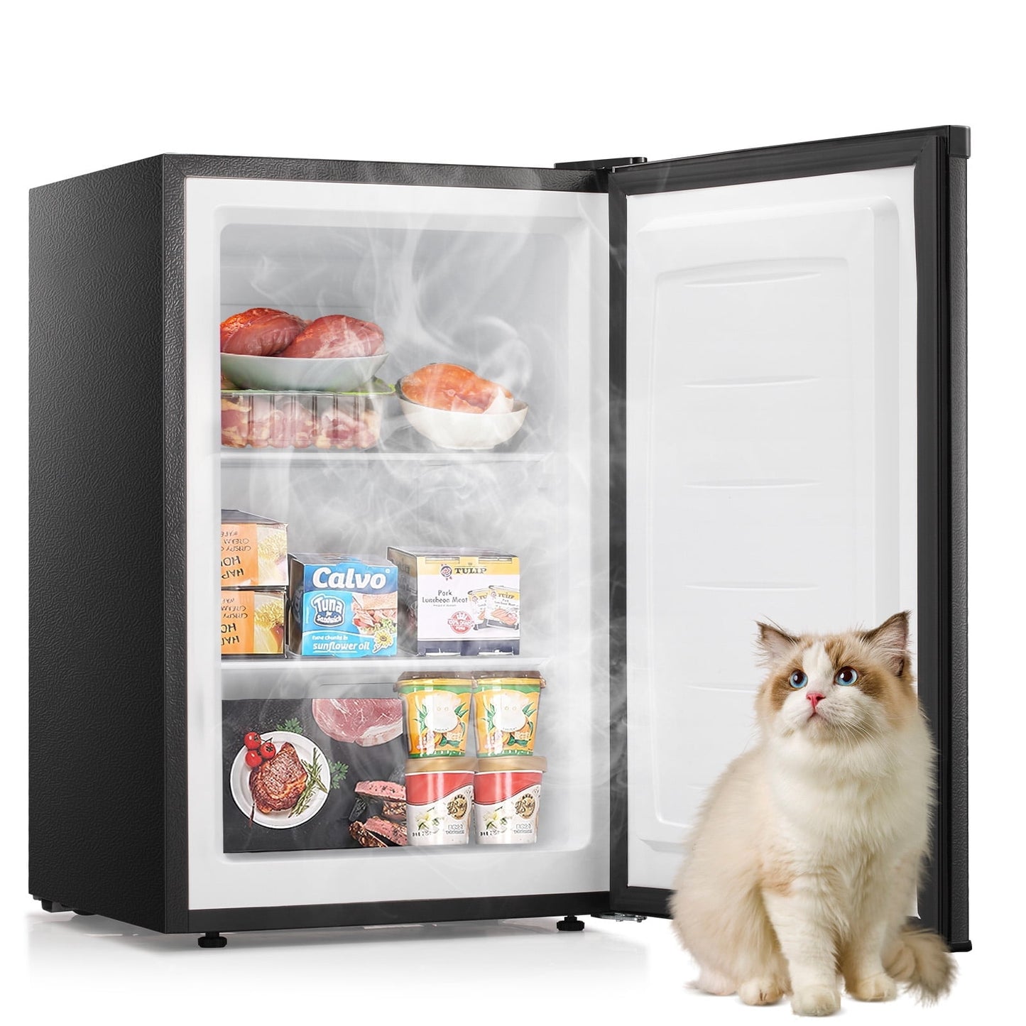 Havato 3.0Cu.ft Black Mini Freezer, Compact and Efficient, 7-Speed Temperature Control, Energy Saving and Low Noise, Black