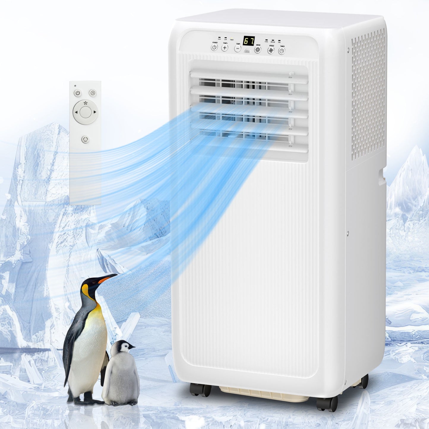 Havato 5000BTU(8000BTU ASHERE) Portable Air Conditioner, Cools 250Sq.ft, 3-in-1 w/Remote, Dehumidifier