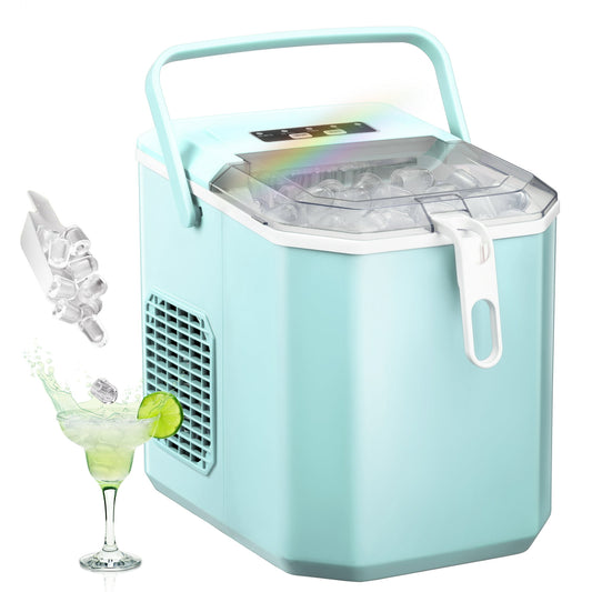 Havato Bullet Ice Maker with Ice Basket/Shovel/Handle, 9 Pieces/6-12 Minutes, Home/Office/Bar, Green