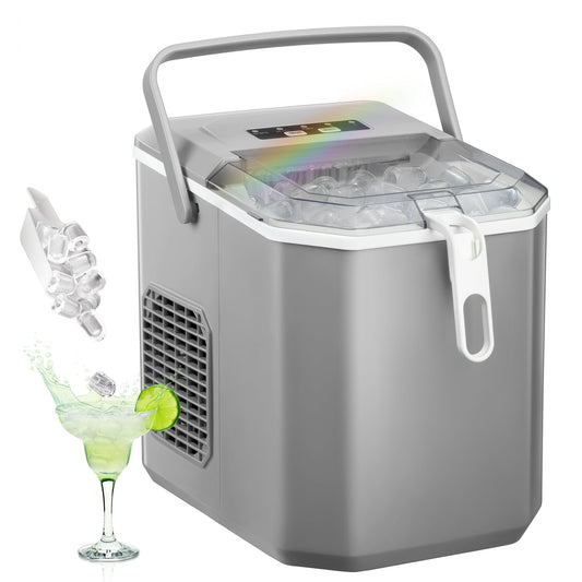 Havato Bullet Ice Maker with Ice Basket/Shovel/Handle, 9 Pieces/6-12 Minutes, Home/Office/Bar, Grey