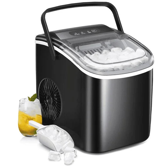Havato Countertop Ice Maker, 9 Bullet Ice Cubes in 6 Mins, 26lbs/24H, w/ Scoop & Basket, Matte Black