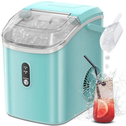 Havato Nugget Ice Machine, Extruded Ice & Chewed Ice, 33 Lbs /24H, Self-Cleaning, Party/Kitchen/Office, Green