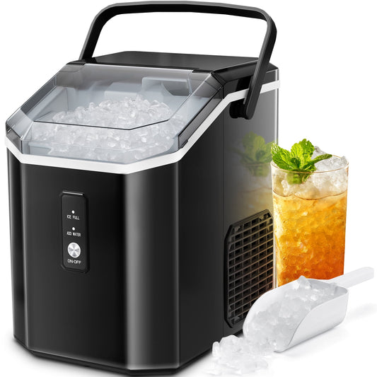 Havato Nugget Ice Maker, Extruded Ice & Chewed Ice, 34Lbs /24H, Self-Cleaning, Kitchen/Office/Party, Black