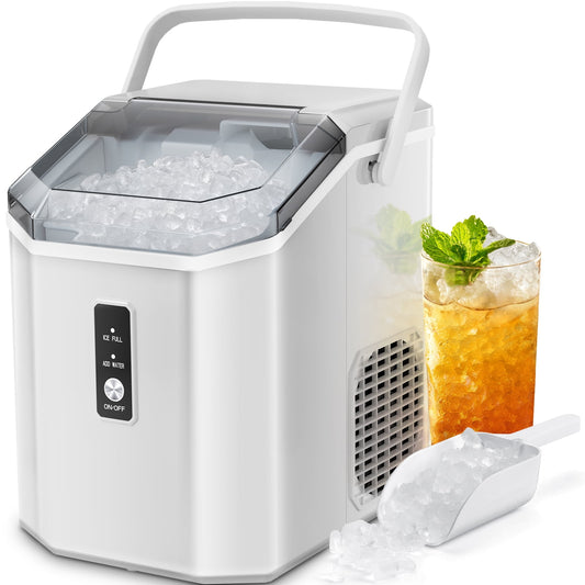 Havato Nugget Ice Maker, Extruded Ice & Chewed Ice, 34Lbs /24H, Self-Cleaning, Kitchen/Office/Party, White