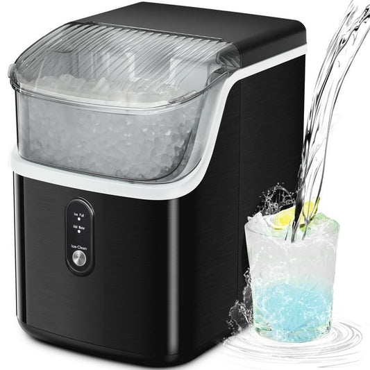 Havato Nugget Portable Ice Maker Highly Efficient Ice Production, 33 lbs/24 Hours, Self-Cleaning, Easy to Operate, Ideal Pellet Ice Maker for Home/ Kitchen/ Office/ Party - Black