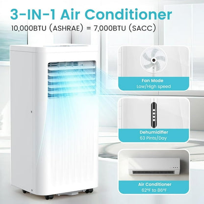 Havato 10000BTU Portable Air Conditioner, Covers to 450 Sq.Ft., 3 in1 Portable AC Refrigeration/Dehumidification/Fan, with Remote Control