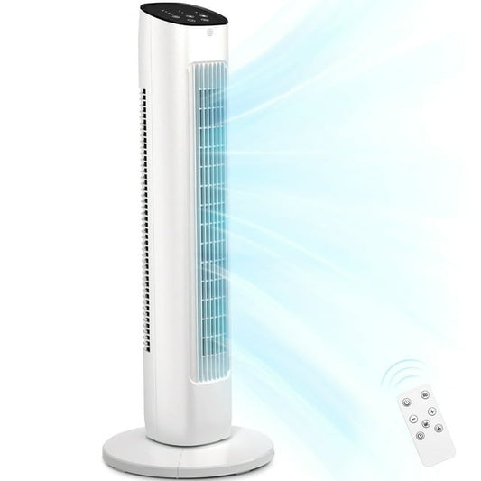 Havato Portable Independent Tower Fan, 360° Oscillating Fans with 8 Speeds, 24H Timer, Normal/Natural/Sleep Fan Modes, White