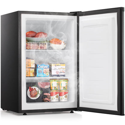 LHRIVER 3.0 Cu.ft Compact Freezer, Energy Saving, Single Door Upright Freezer with Reversible Door for Home/Office/Kitchen-Black