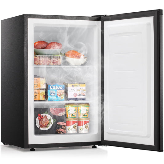 LHRIVER 3.0 Cu.ft Compact Freezer, Energy Saving, Single Door Upright Freezer with Reversible Door for Home/Office/Kitchen-Black