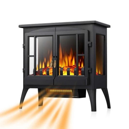 LHRIVER Electric Fireplace Infrared Stove Heater, Freestanding Fireplace Heater, 3D Realistic Flame Effects, Adjustable Brightness and Heating Mode, Overheating Safe Design, 1000W/1500W, (23 Inch)